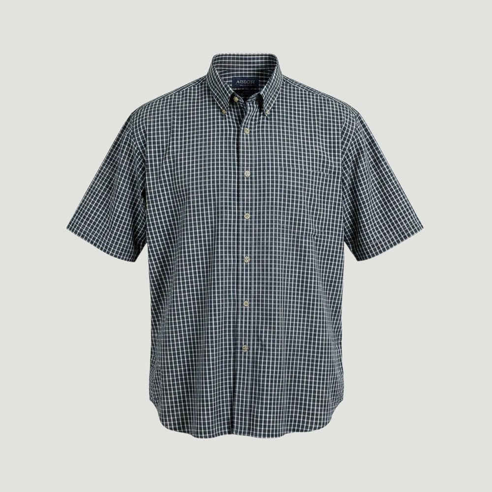 Arrow Mens XL Blue Yellow Plaid Button Down Shirt Short Sleeve DadCore Classic